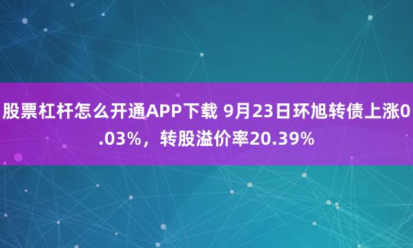 股票杠杆怎么开通APP下载 9月23日环旭转债上涨0.03%，转股溢价率20.39%